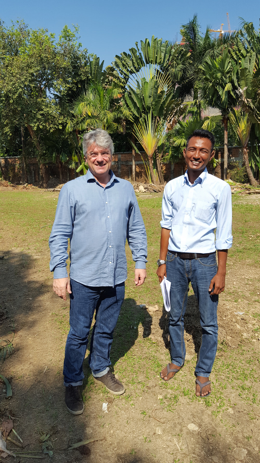 Chris Green and Mr Aung sorting out the garden concept on site.