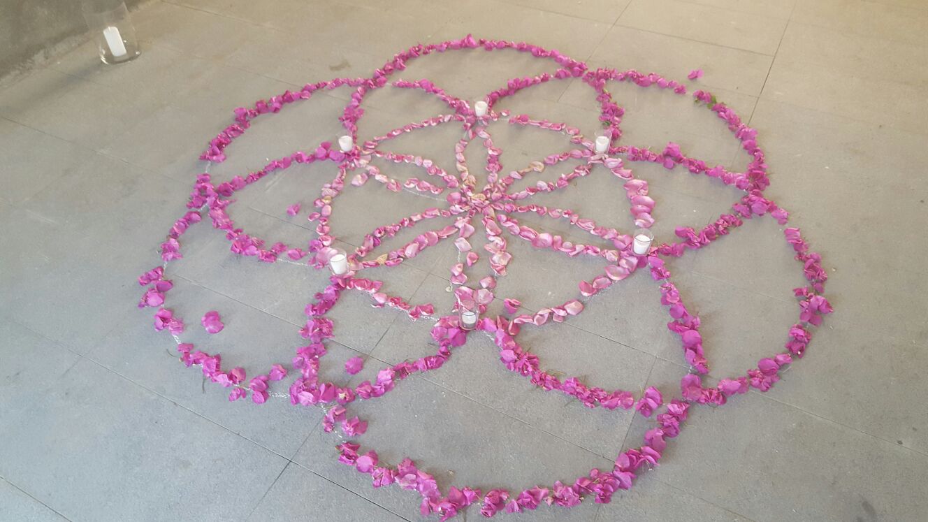 Flower mandala in the shape of SEEDS logo