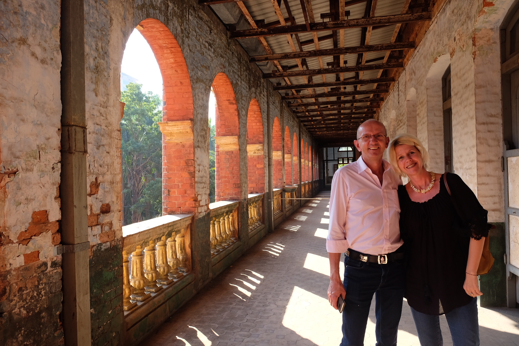 Lucia and Felix Eppisser at an art exhibition at the old secretariat in Yangon.